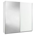 Armoire 2 portes coulissantes blanc laqué avec 1 porte miroir - MARIANE