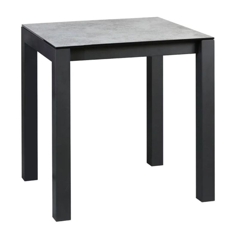 Table haute carrée 100cm plateau aspect céramique pieds métal - ALARIC