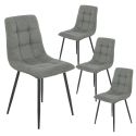 ERNEST - Lot de 4 Chaises Tissu Gris Pieds Métal Gris Anthracite