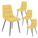 ERNEST - Lot de 4 Chaises Tissu Jaune Pieds Métal Gris Anthracite