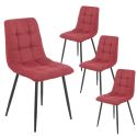 ERNEST - Lot de 4 Chaises Tissu Rouge Pieds Métal Gris Anthracite
