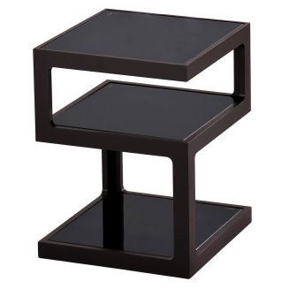 Bout de canapé design cubique plateaux en verre noir - SQUARE