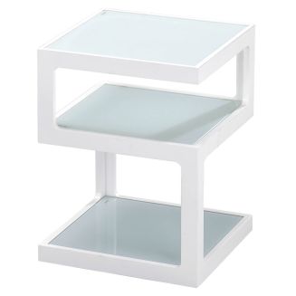 Bout de canapé design cubique plateaux en verre blanc - SQUARE