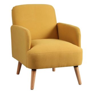 Fauteuil Rembourré Tissu Jaune - TEODORE