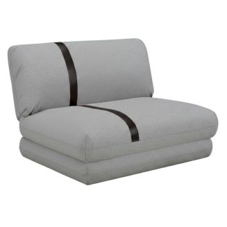 Chauffeuse convertible multipositions tissu Gris chiné avec bande noire - BAKARY