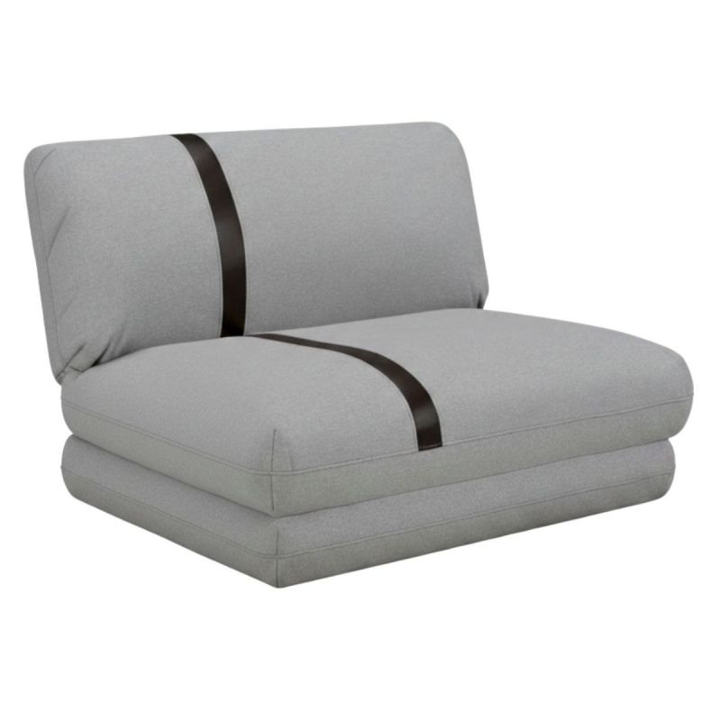 Chauffeuse convertible multipositions tissu Gris chiné avec bande noire - BAKARY