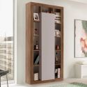 Colonne 1 porte avec encadrement 11 niches beige et aspect bois finition Mercure - LIMANI