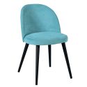 Lot de 2 Chaises tissu velours bleu pieds bois massif teinté wengé - NUBILE