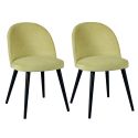Lot de 2 Chaises tissu velours jaune pieds bois massif teinté wengé - NUBILE