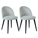 Lot de 2 Chaises tissu velours gris pieds bois massif teinté wengé - NUBILE