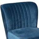 Fauteuil tissu polyester velours bleu canard pieds bois laqués noirs - JOSEPH