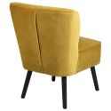 Fauteuil tissu polyester velours jaune moutarde pieds bois laqués noirs - JOSEPH