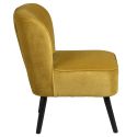 Fauteuil tissu polyester velours jaune moutarde pieds bois laqués noirs - JOSEPH