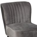 Fauteuil tissu polyester velours gris pieds bois laqués noirs - JOSEPH