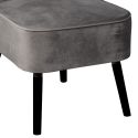 Fauteuil tissu polyester velours gris pieds bois laqués noirs - JOSEPH