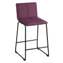 Lot de 2 tabourets de bar assise matelassée et tissu polyester violet piètement métal - ANSON