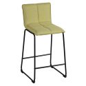 Lot de 2 tabourets de bar assise matelassée et tissu polyester vert piètement métal - ANSON