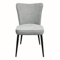 Lot de 4 Chaises Tissu Gris Clair Chiné Pieds Métal Noir Mat - MAURINE