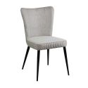 Lot de 6 Chaises Tissu Gris Clair Chiné Pieds Métal Noir Mat - MAURINE