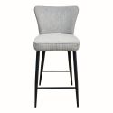 Tabouret de Bar Tissu Gris Clair Chiné Pieds Métal Noir Mat - MAURINE