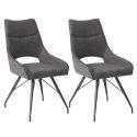Lot de 2 chaises tissu coloris gris anthracite pieds métal laqué gris - BERNIE