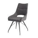 Lot de 2 chaises tissu coloris gris anthracite pieds métal laqué gris - BERNIE