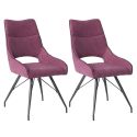 Lot de 2 chaises tissu coloris violet pieds métal laqué gris - BERNIE