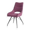Lot de 2 chaises tissu coloris violet pieds métal laqué gris - BERNIE