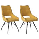 Lot de 2 chaises tissu coloris jaune pieds métal laqué gris - BERNIE