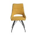 Lot de 2 chaises tissu coloris jaune pieds métal laqué gris - BERNIE