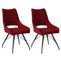 Lot de 2 chaises tissu coloris rouge pieds métal laqué gris - BERNIE