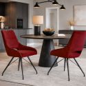 Lot de 2 chaises tissu coloris rouge pieds métal laqué gris - BERNIE