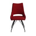 Lot de 2 chaises tissu coloris rouge pieds métal laqué gris - BERNIE