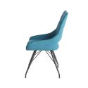 Lot de 2 chaises tissu coloris bleu pieds métal laqué gris - BERNIE
