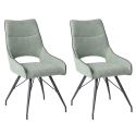 Lot de 2 chaises tissu coloris vert d'eau pieds métal laqué gris - BERNIE