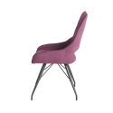 Lot de 4 chaises tissu coloris violet pieds métal laqué gris - BERNIE