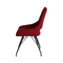 Lot de 4 chaises tissu coloris rouge pieds métal laqué gris - BERNIE