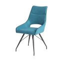 Lot de 4 chaises tissu coloris bleu pieds métal laqué gris - BERNIE