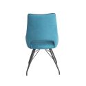 Lot de 4 chaises tissu coloris bleu pieds métal laqué gris - BERNIE