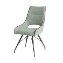 Lot de 4 chaises tissu coloris vert d'eau pieds métal laqué gris - BERNIE