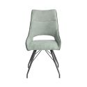 Lot de 4 chaises tissu coloris vert d'eau pieds métal laqué gris - BERNIE
