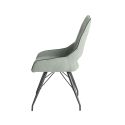 Lot de 4 chaises tissu coloris vert d'eau pieds métal laqué gris - BERNIE