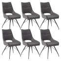 Lot de 6 chaises tissu coloris gris anthracite pieds métal laqué gris - BERNIE