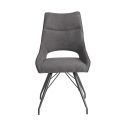 Lot de 6 chaises tissu coloris gris anthracite pieds métal laqué gris - BERNIE