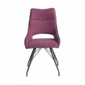 Lot de 6 chaises tissu coloris violet pieds métal laqué gris - BERNIE