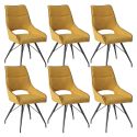 Lot de 6 chaises tissu coloris jaune pieds métal laqué gris - BERNIE