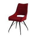 Lot de 6 chaises tissu coloris rouge pieds métal laqué gris - BERNIE
