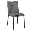 Lot de 2 chaises avec assise rembourrée revêtement synthétique coloris gris et pieds en acier laqué. - SILLAGE