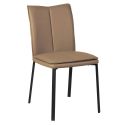 Lot de 2 chaises avec assise rembourrée revêtement synthétique coloris caramel et pieds en acier laqué. - SILLAGE