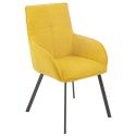 Lot de 2 fauteuils de table enveloppants en tissu jaune pieds métal laqué anthracite - EVIDENCE